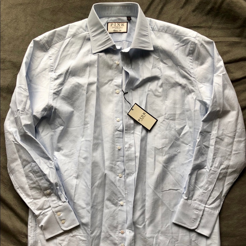 16 1/2, 35 Size Thomas Pink Button Down - Picture 7 of 7